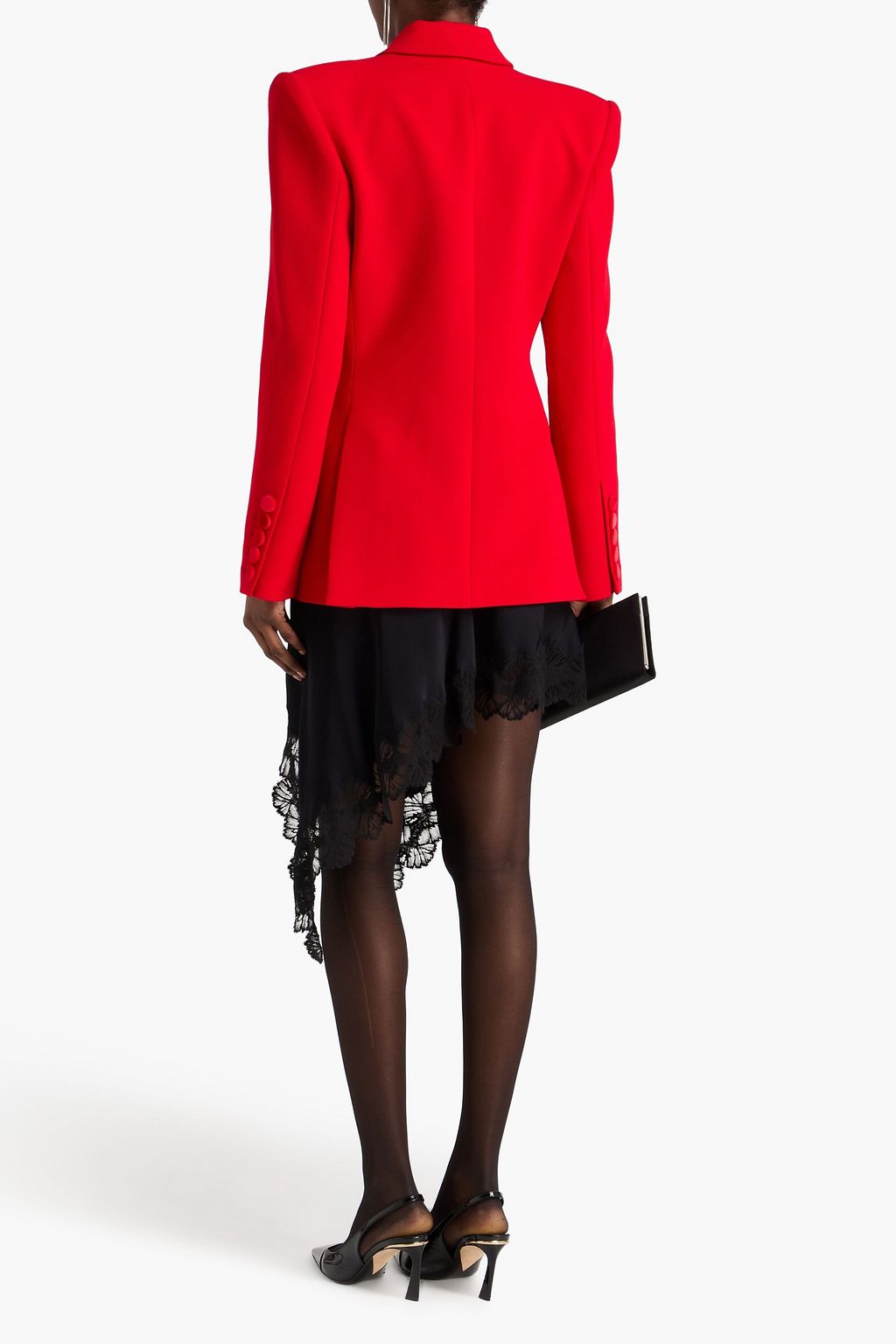 ALEX PERRY Velvet-trimmed crepe blazer
