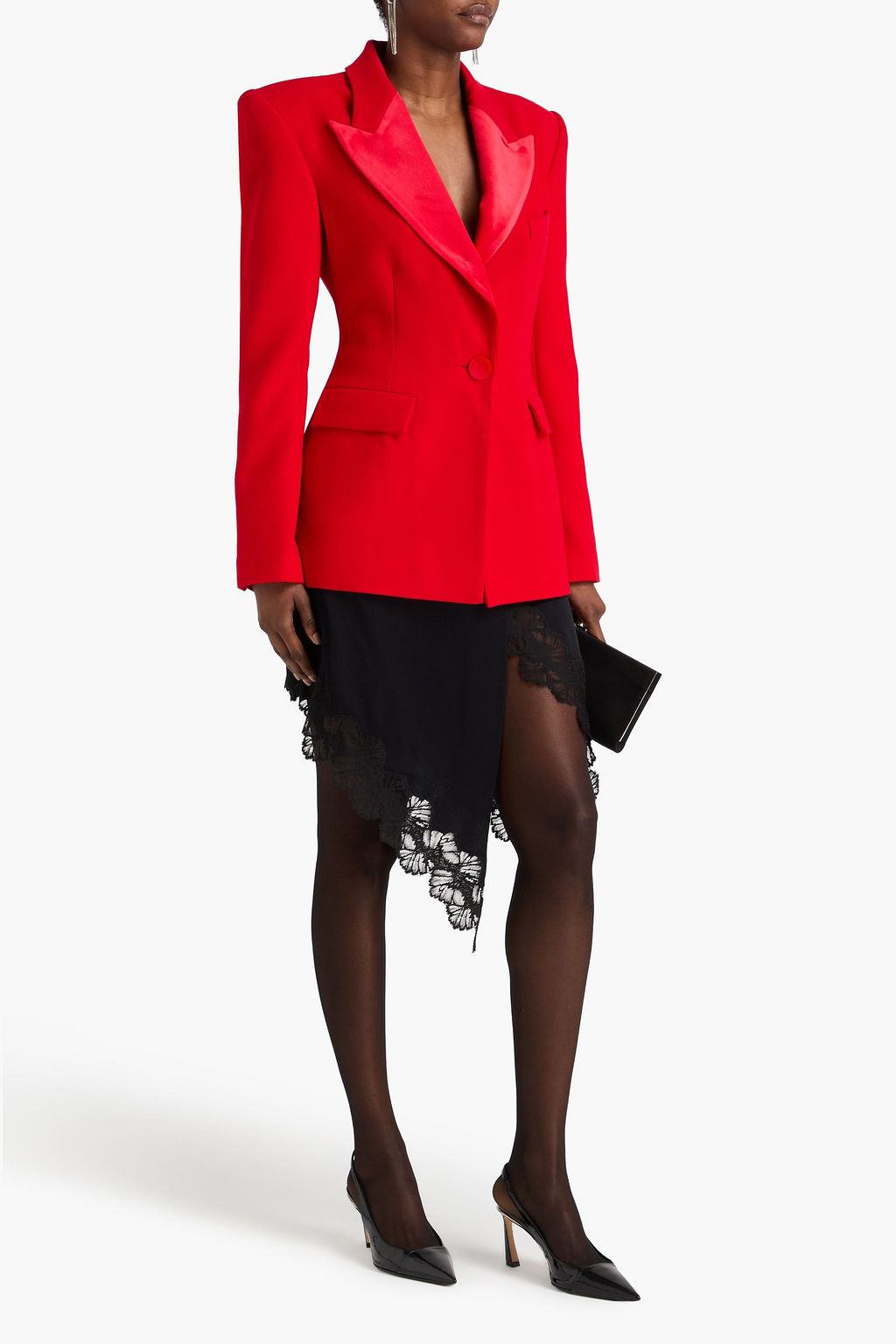 ALEX PERRY Velvet-trimmed crepe blazer