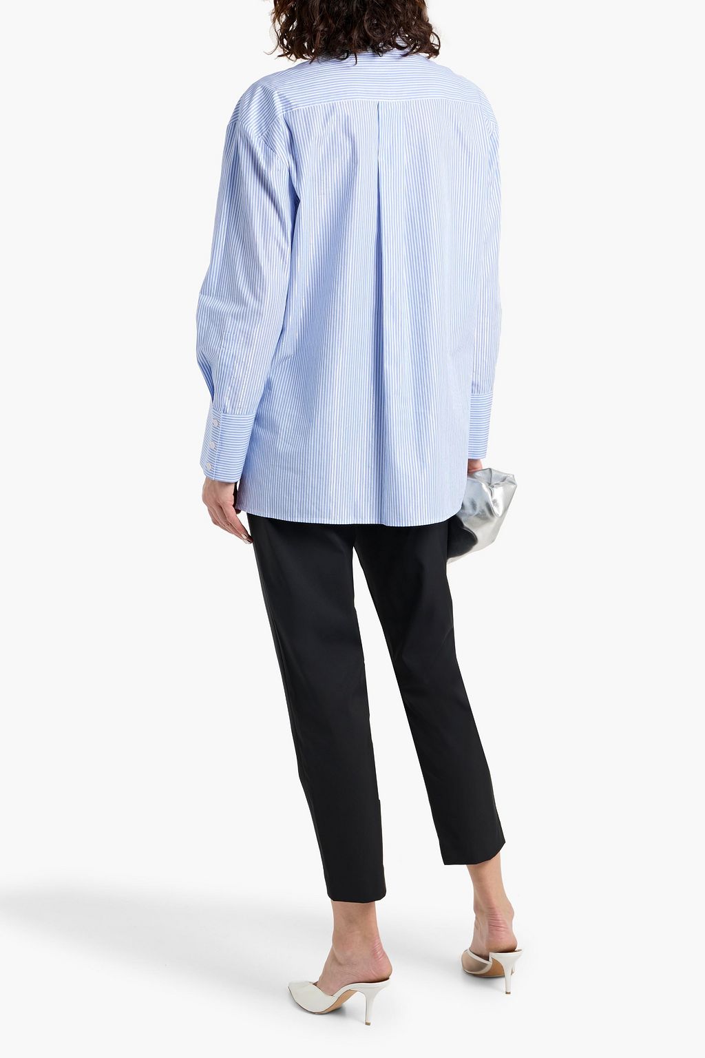 DEREK LAM 10 CROSBY Estrella metallic striped cotton-blend poplin shirt