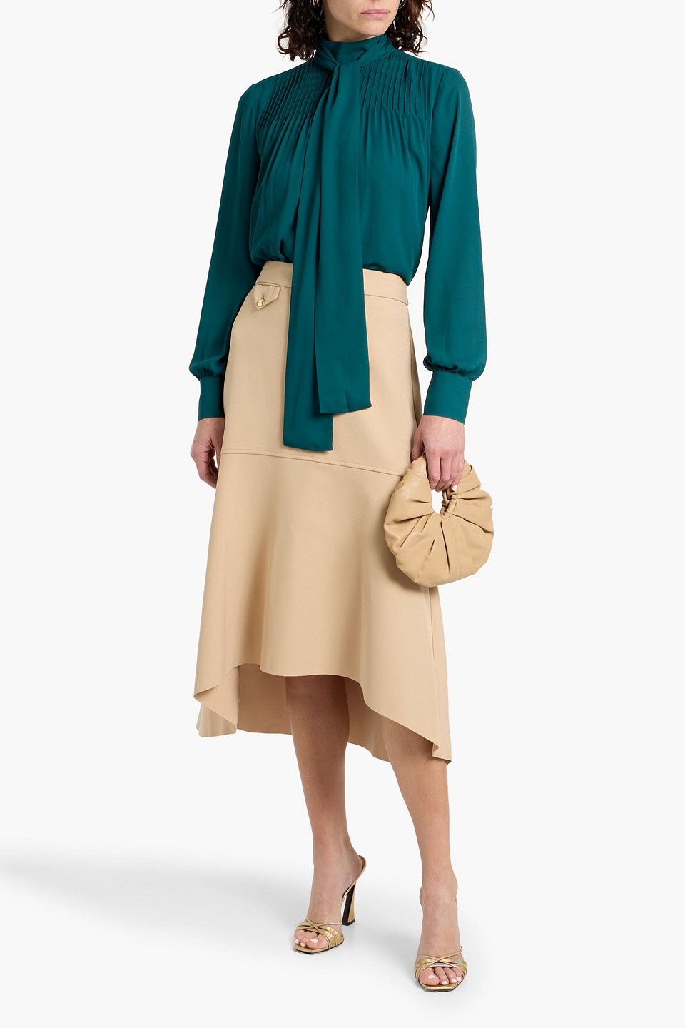 Derek Lam 10 Crosby Valentine Tie-neck Crepe De Chine Blouse In Green