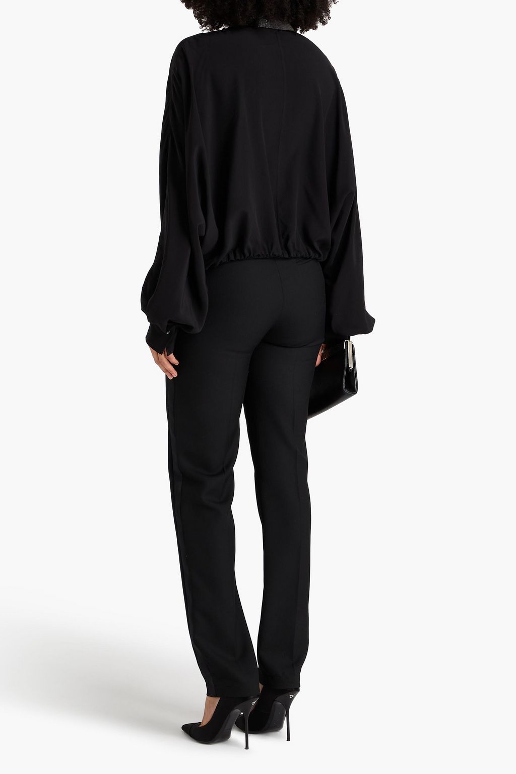 BRUNELLO CUCINELLI Bead-embellished silk crepe de chine shirt