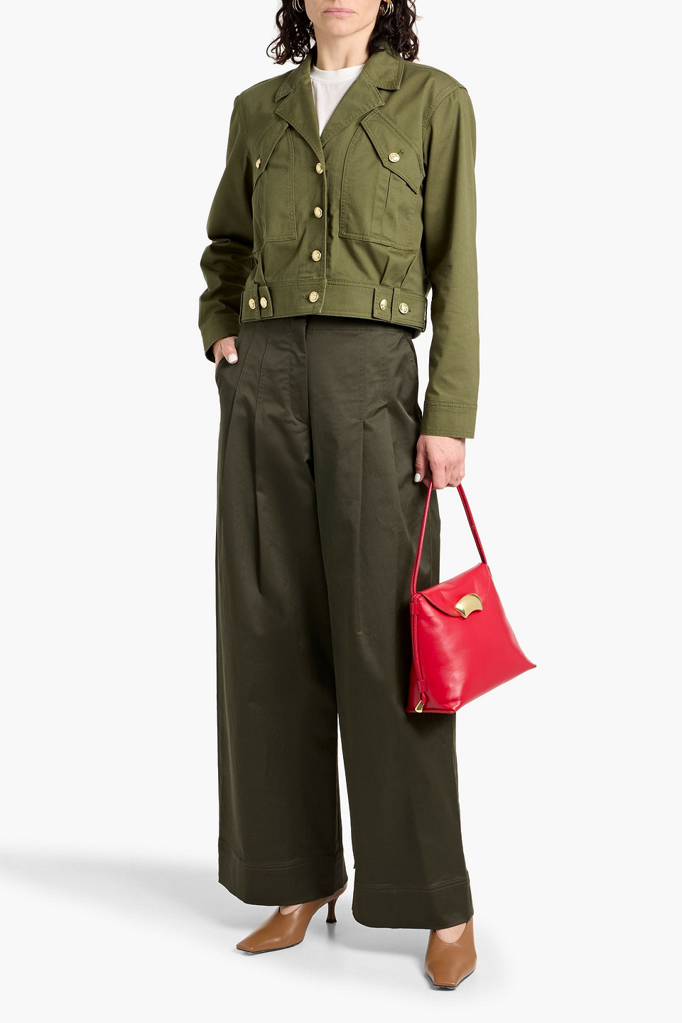 Derek Lam 10 Crosby Celinora Cotton Drill Cropped Jacket In Fatigue In Green