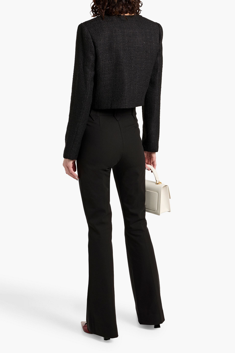 Derek Lam 10 Crosby Juliette Cropped Metallic Tweed Jacket In Black