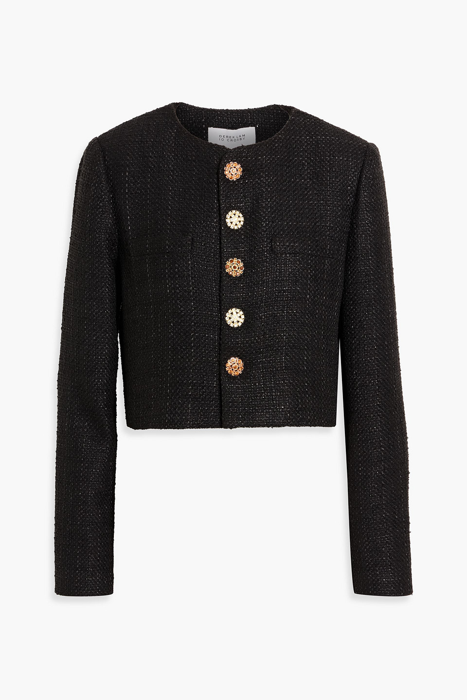 Derek Lam 10 Crosby Juliette Cropped Metallic Tweed Jacket In Black