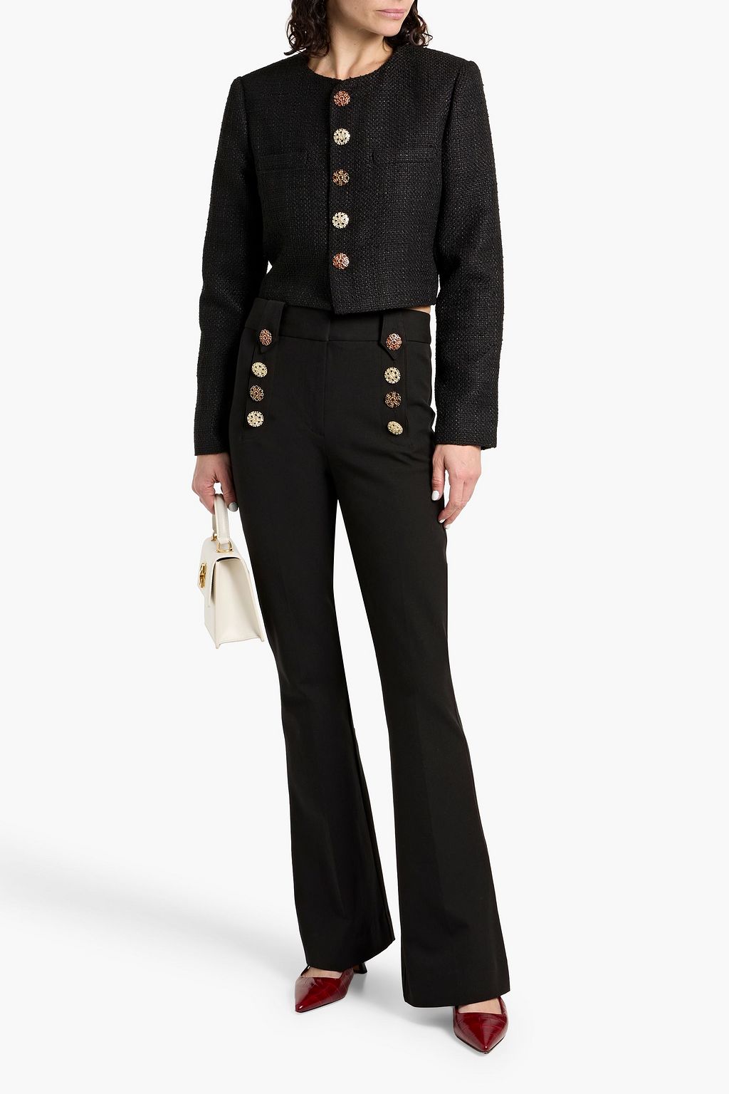 DEREK LAM 10 CROSBY Juliette cropped metallic tweed jacket
