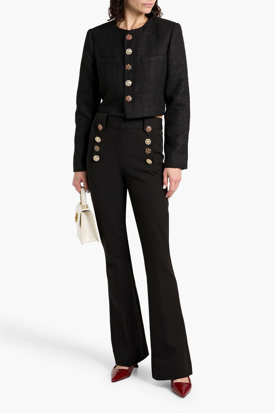Derek Lam 10 Crosby Juliette Cropped Metallic Tweed Jacket In Black