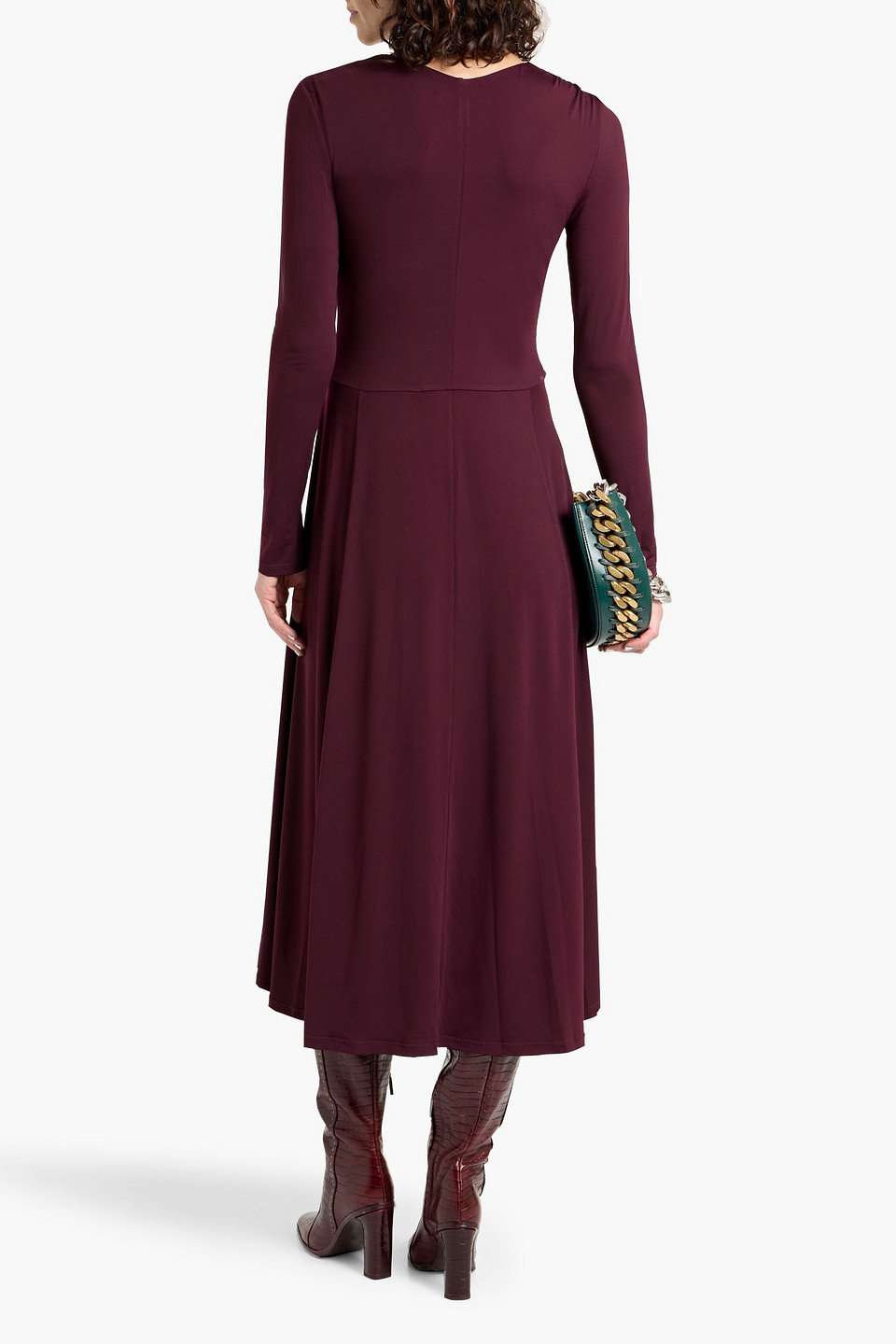 Derek Lam 10 Crosby Isabella Ruched Stretch-jersey Midi Dress In Burgundy