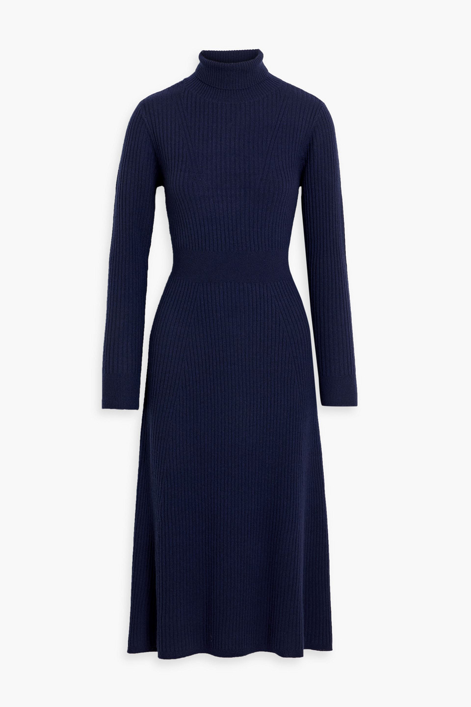 Derek Lam 10 Crosby Diana Ribbed Wool Turtleneck Midi Dress In Blue