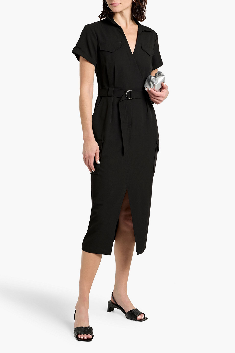 Derek Lam 10 Crosby Lucy Wrap-effect Crepe Midi Shirt Dress In Black