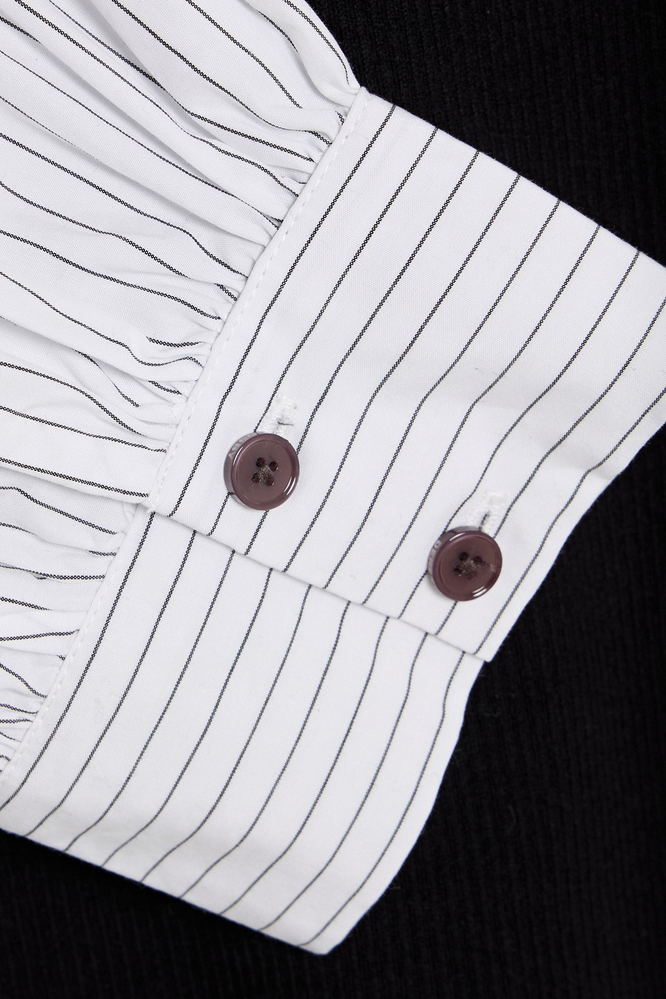 Derek Lam 10 Crosby Tirza Poplin-paneled Striped Ribbed Wool-blend Top In Black