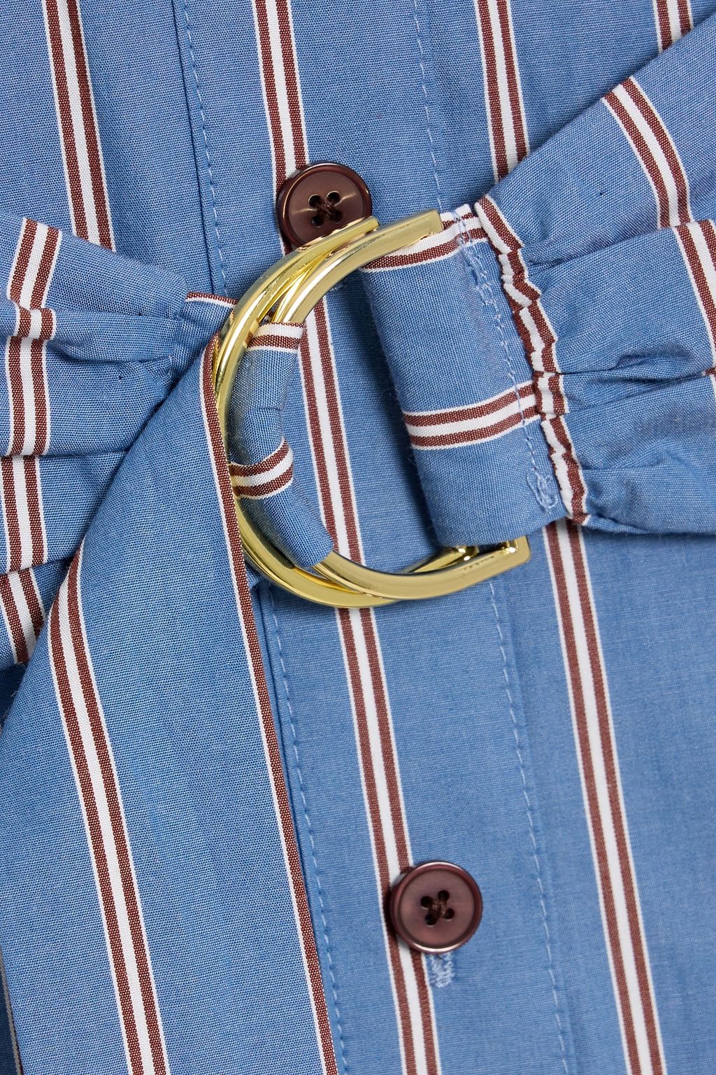 DEREK LAM 10 CROSBY Veronica belted striped cotton-poplin midi shirt dress