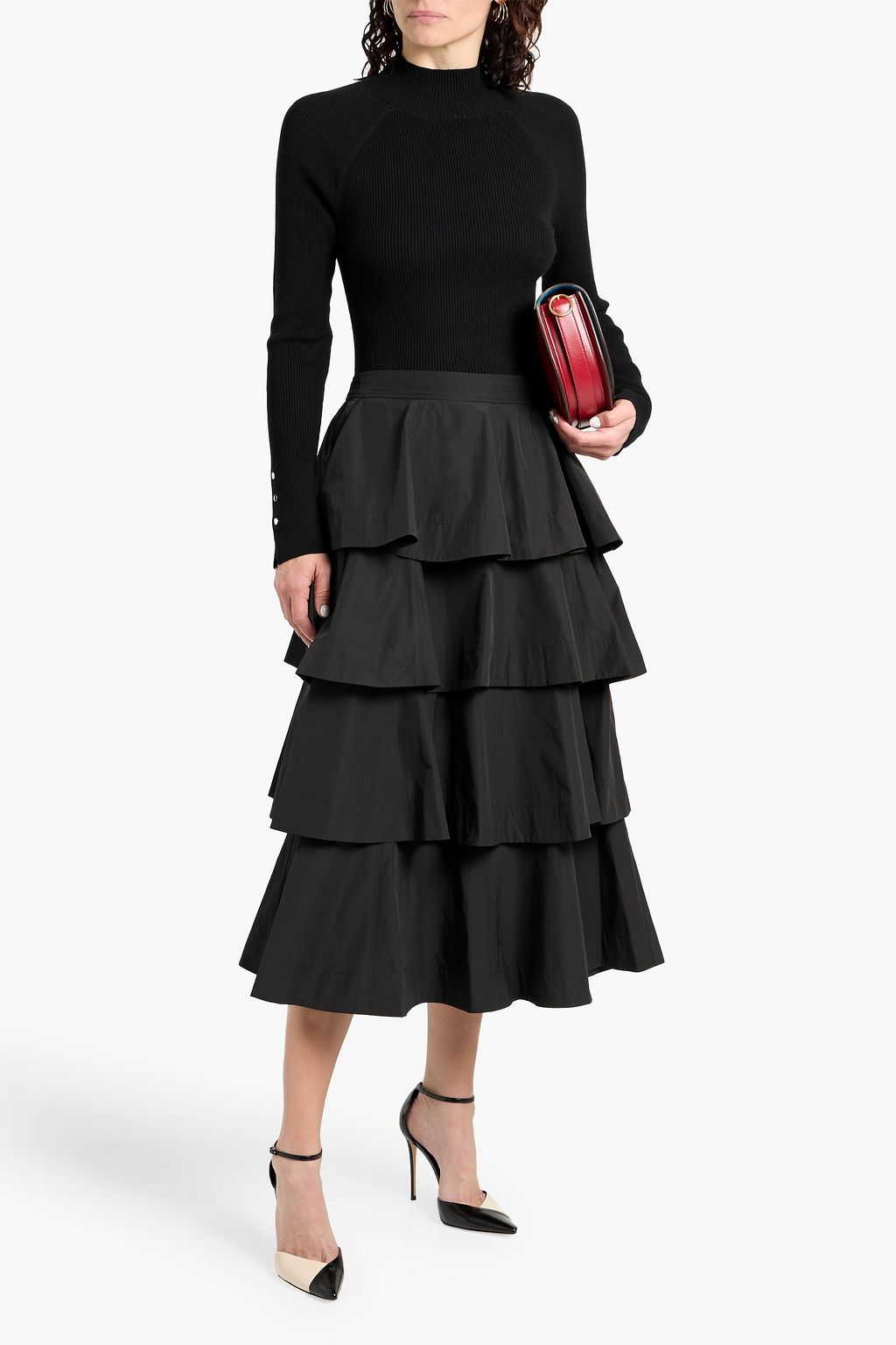 DEREK LAM 10 CROSBY Perla tiered poplin midi skirt