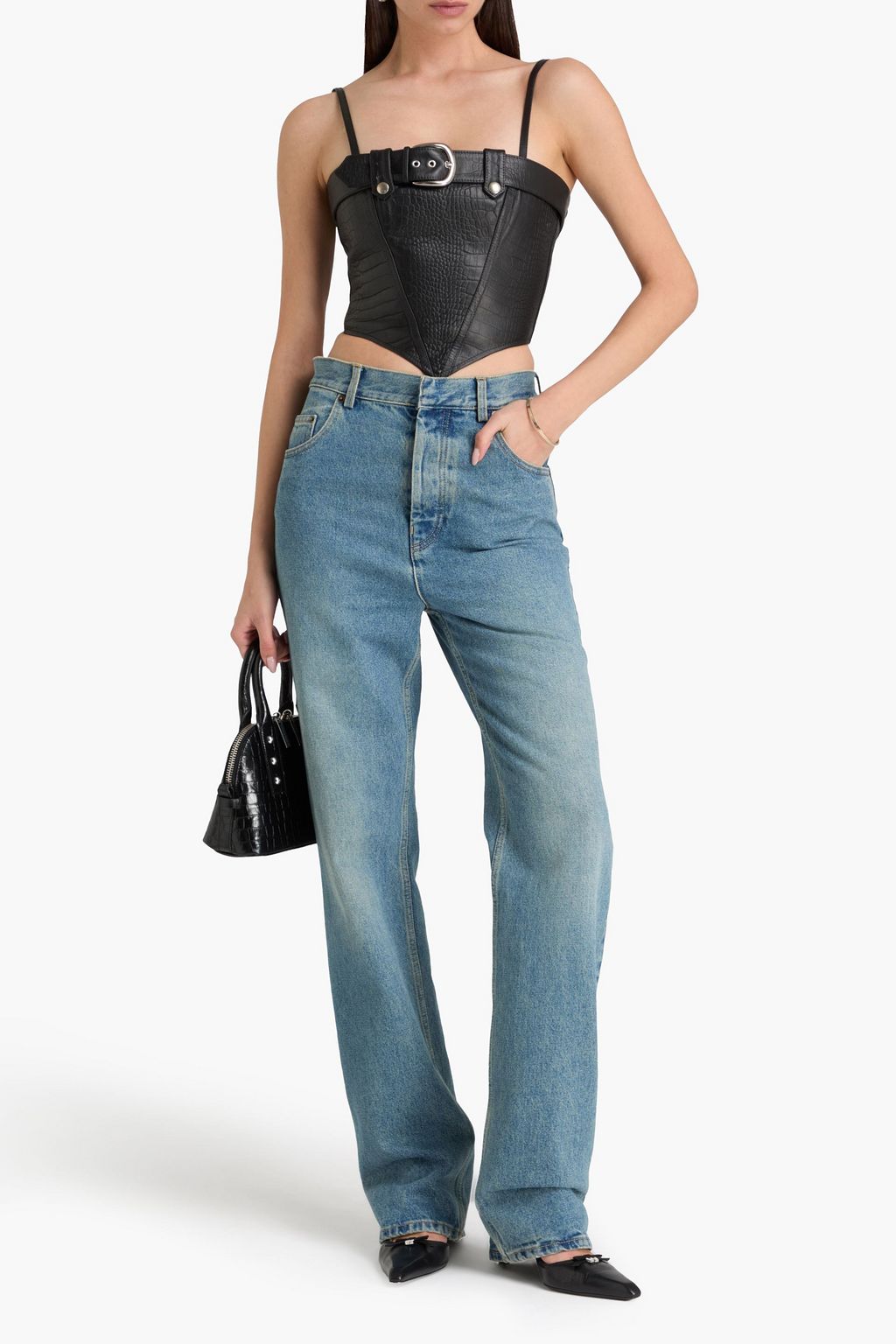 ALESSANDRA RICH تنورة قصيرة من التويد المصنوع من مزيج الصوف مزينة بنقشة مربعات وكسرات