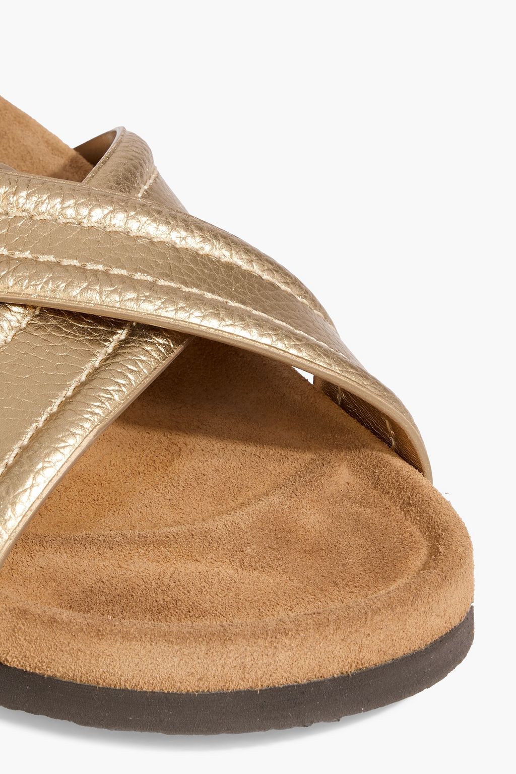 VALENTINO GARAVANI صندل من الجلد المُحبّب بلون ولمعة معدنية