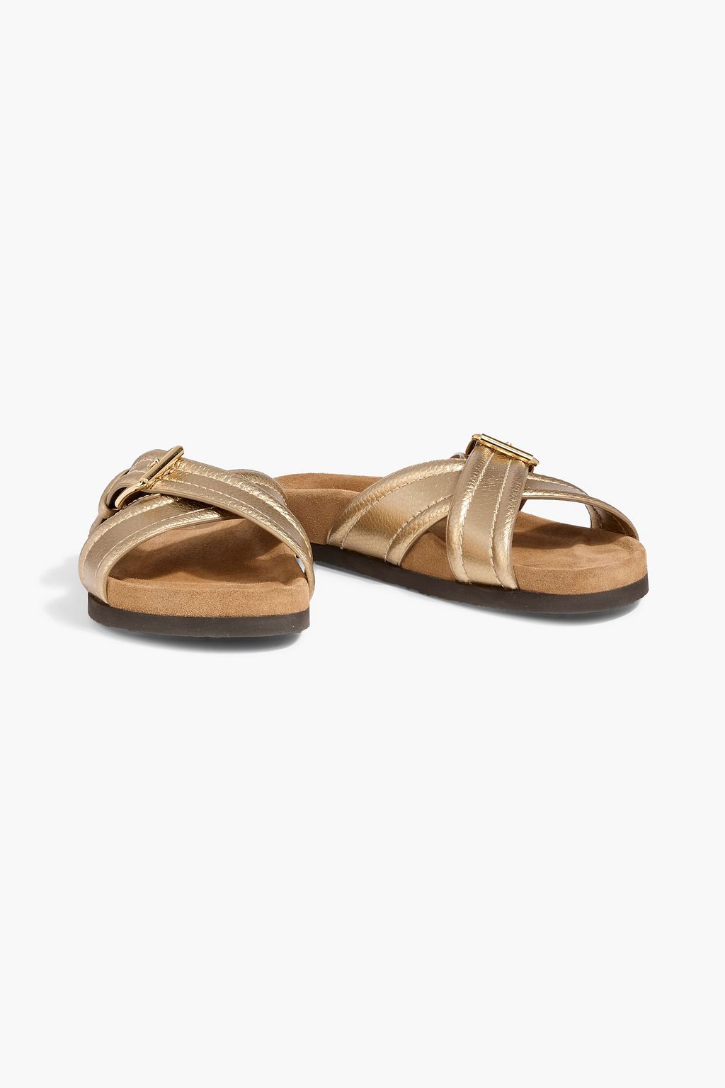 VALENTINO GARAVANI صندل من الجلد المُحبّب بلون ولمعة معدنية