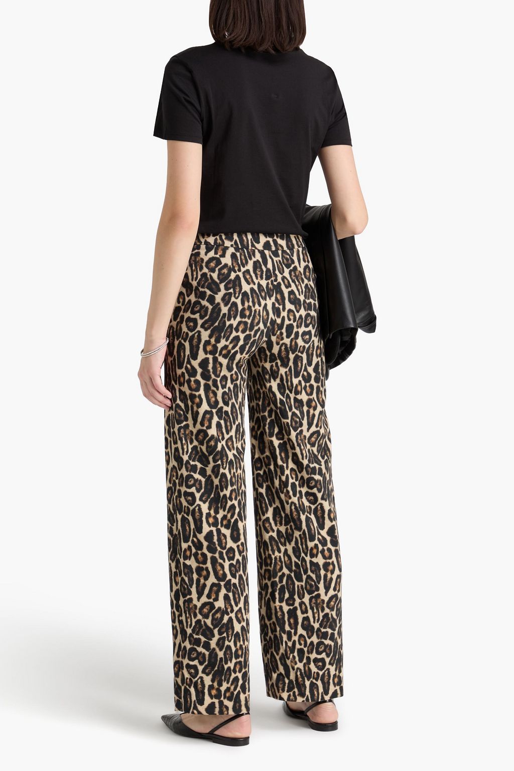 THEORY Leopard-print wool-blend twill wide-leg pants