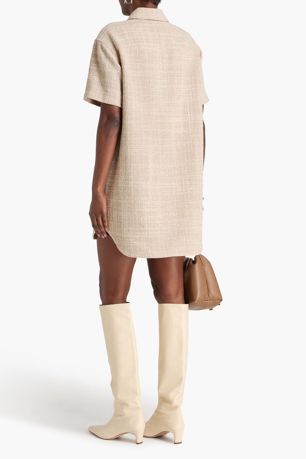 THEORY Cotton-blend tweed mini shirt dress
