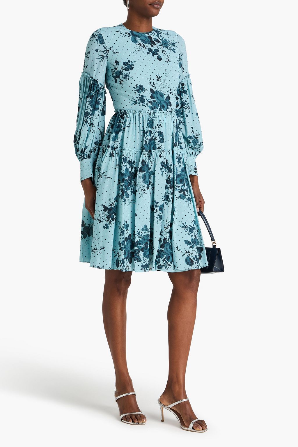 erdem long sleeve midi dress Long Sleeve Draped Midi Dress