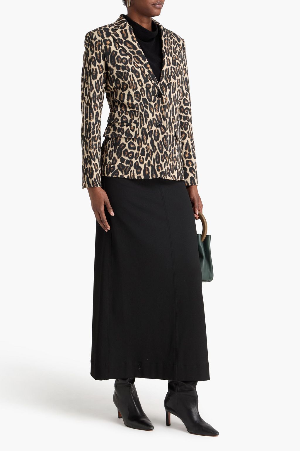 THEORY Leopard-print wool-blend tweed blazer