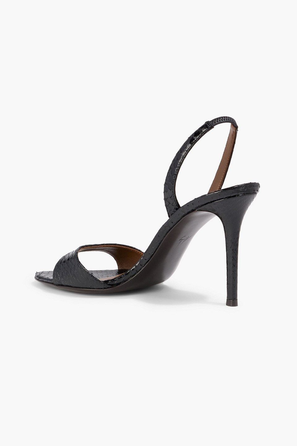 Giuseppe Zanotti Lilibeth 90 Snake-effect Leather Slingback Sandals In Black