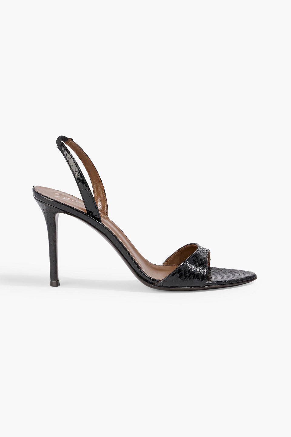 Giuseppe Zanotti Lilibeth 90 Snake-effect Leather Slingback Sandals In Black