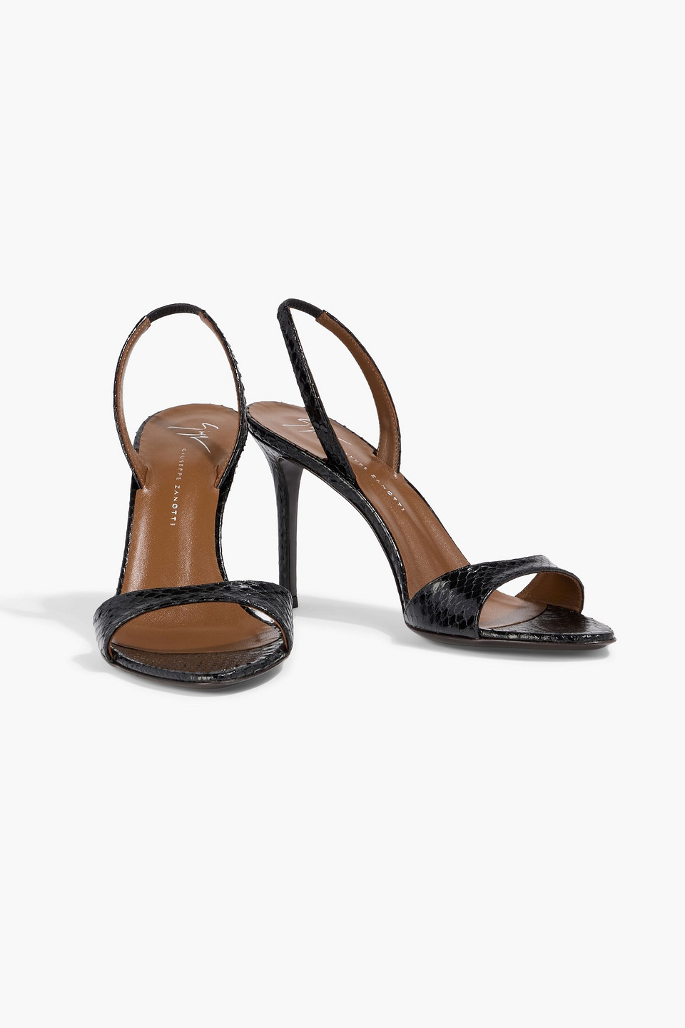 Giuseppe Zanotti Lilibeth 90 Snake-effect Leather Slingback Sandals In Black