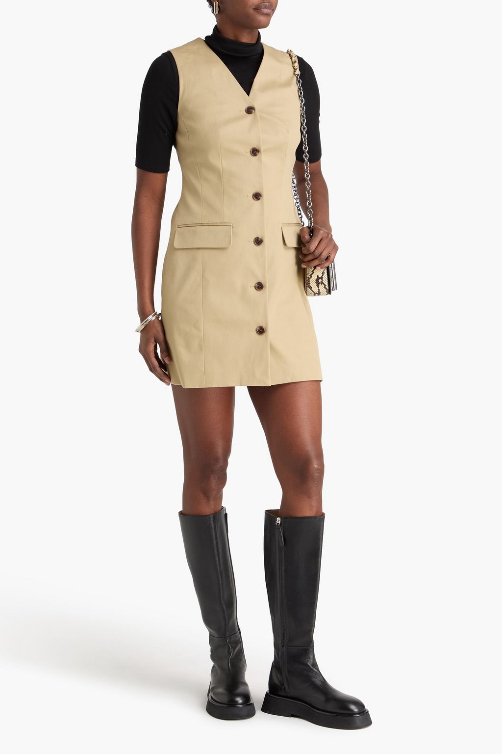 THEORY Cotton-blend twill mini dress