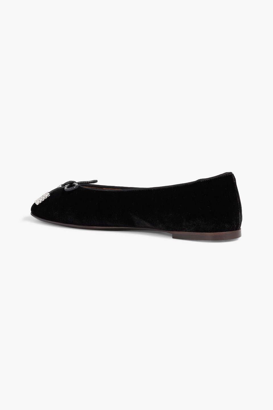 Giuseppe Zanotti Georgia Bow Velvet Ballet Flats In Black