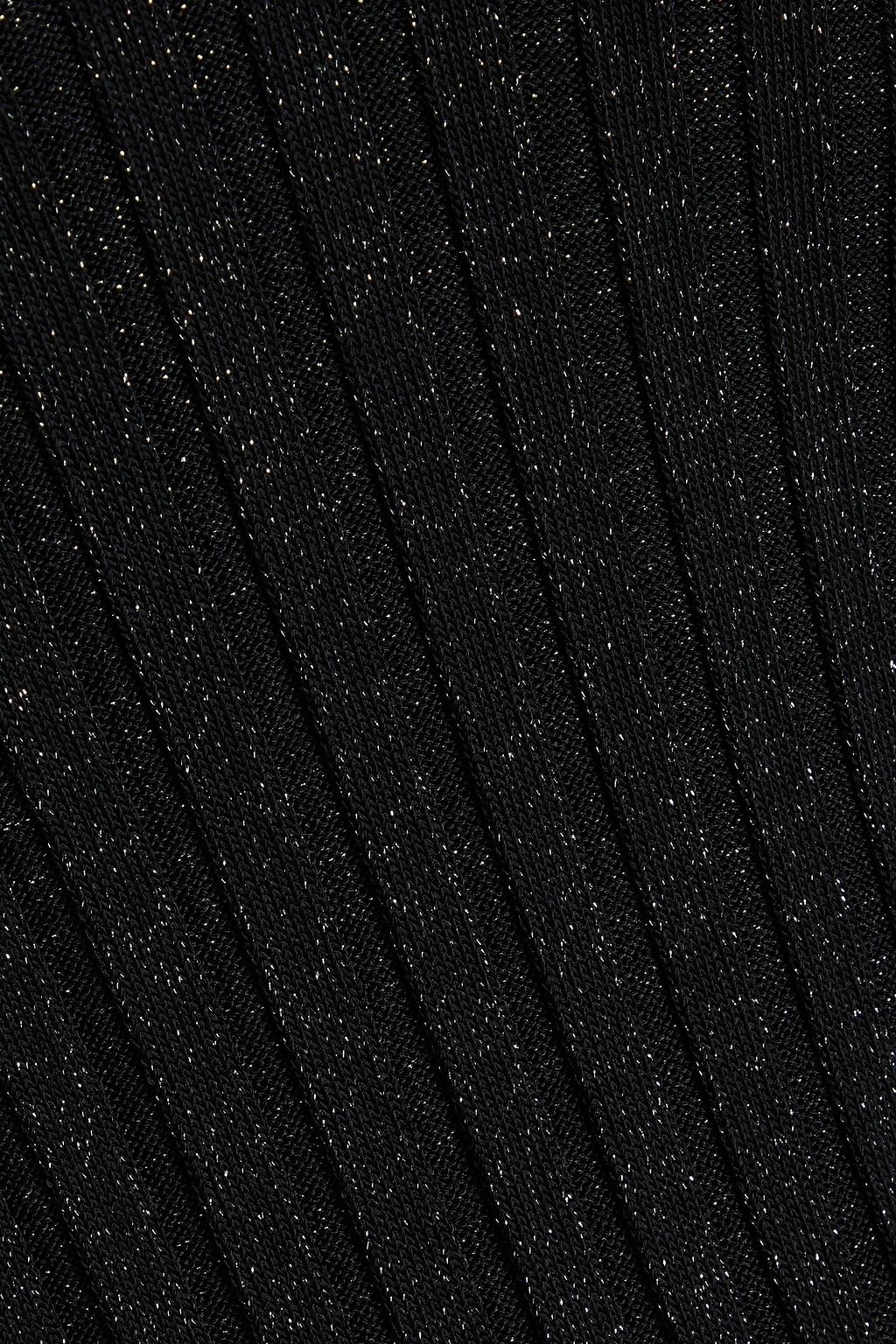 GALVAN  LONDON Rhea metallic ribbed-knit midi dress