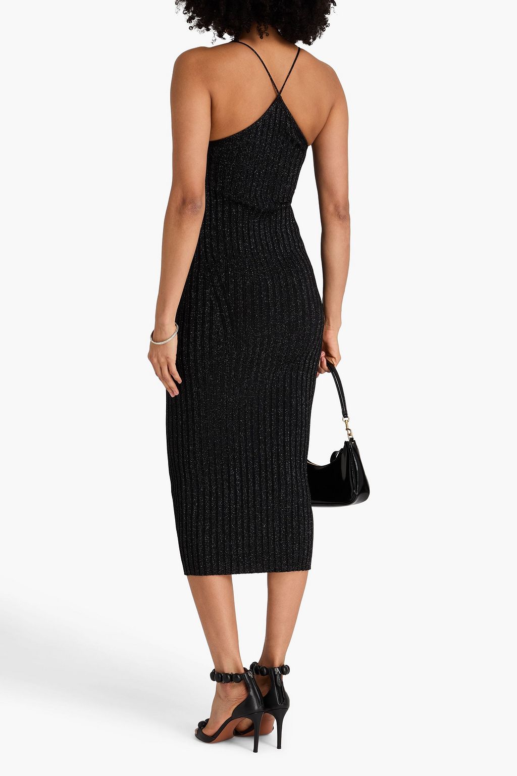 GALVAN  LONDON Rhea metallic ribbed-knit midi dress