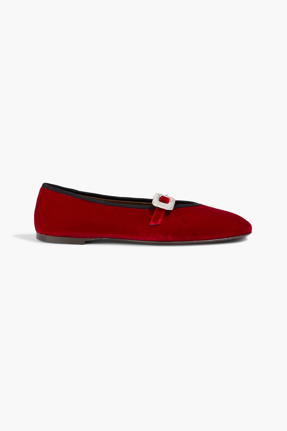 giuseppe zanotti - georgia buckle velvet mary jane flats - red - eu 36