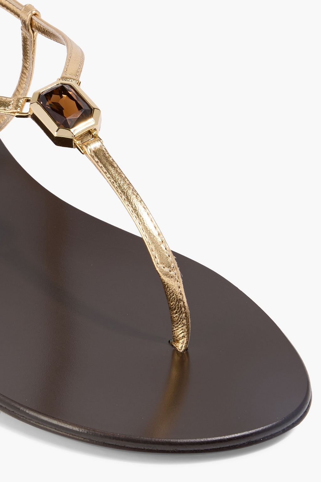 GIUSEPPE ZANOTTI Cameliee crystal-embellished metallic leather sandals