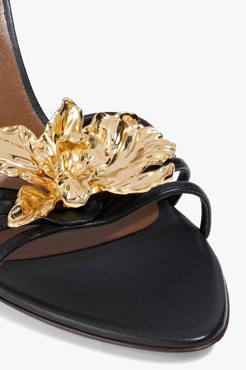 GIUSEPPE ZANOTTI Orchid floral-appliquéd leather mules