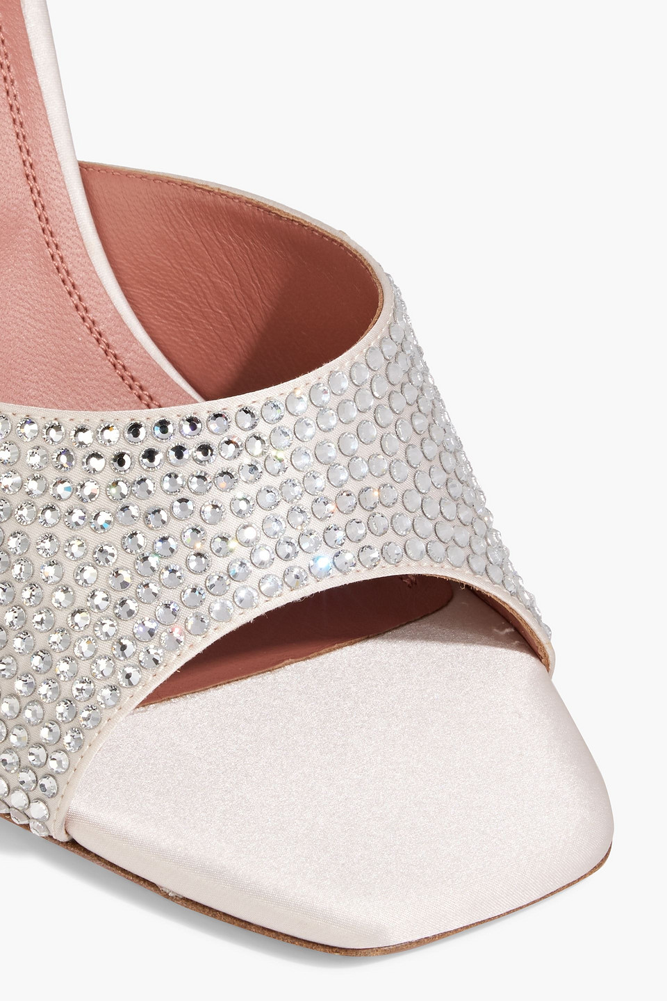Amina Muaddi Lupita Crystal-embellished Satin Mules In Silver