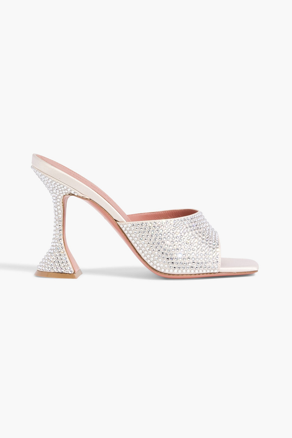 Amina Muaddi Lupita Crystal-embellished Satin Mules In Silver