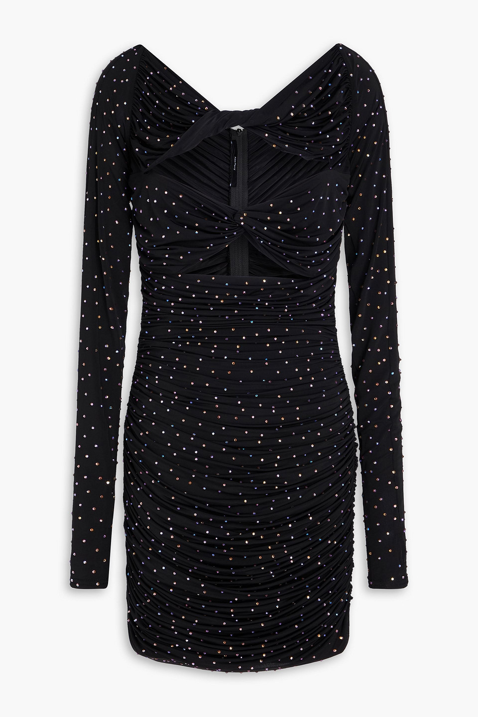 Alex Perry Cutout Crystal-embellished Stretch-jersey Mini Dress In Black