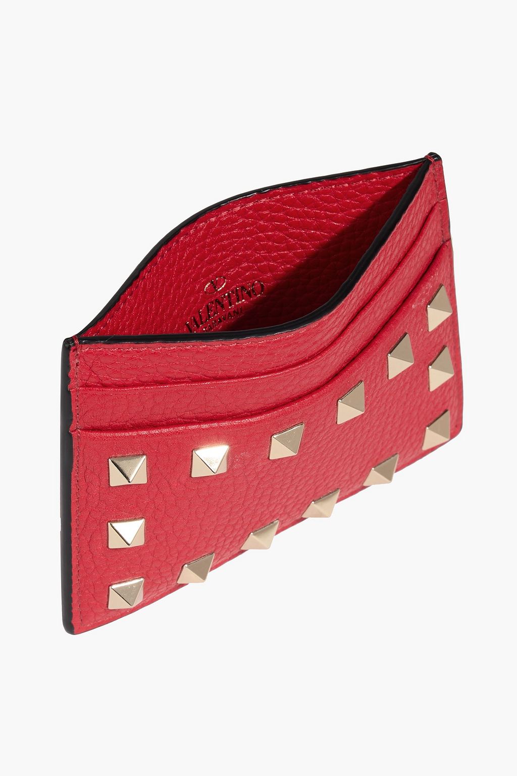 VALENTINO GARAVANI Rockstud pebbled-leather cardholder
