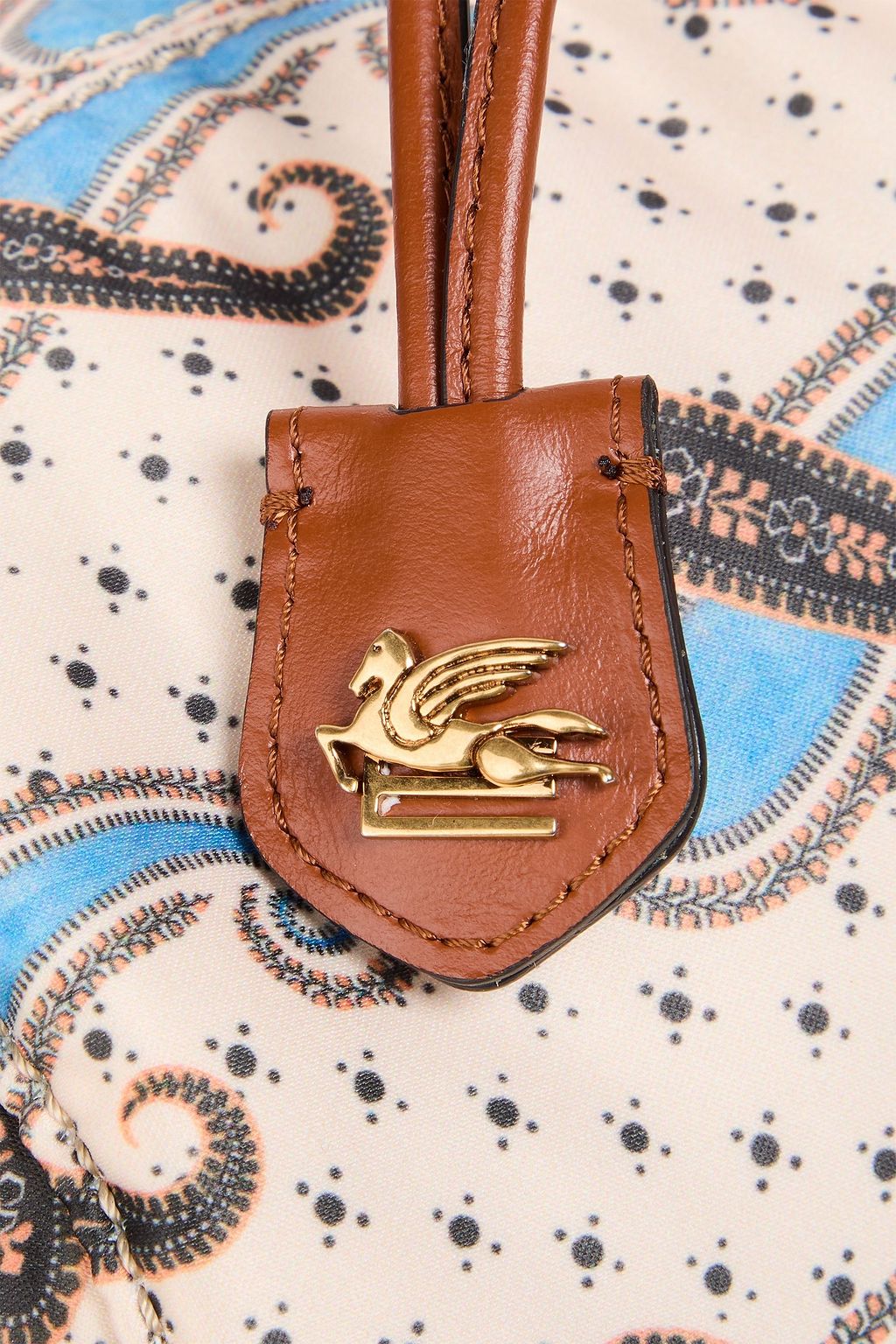 ETRO Leather-trimmed paisley-print satin pouch