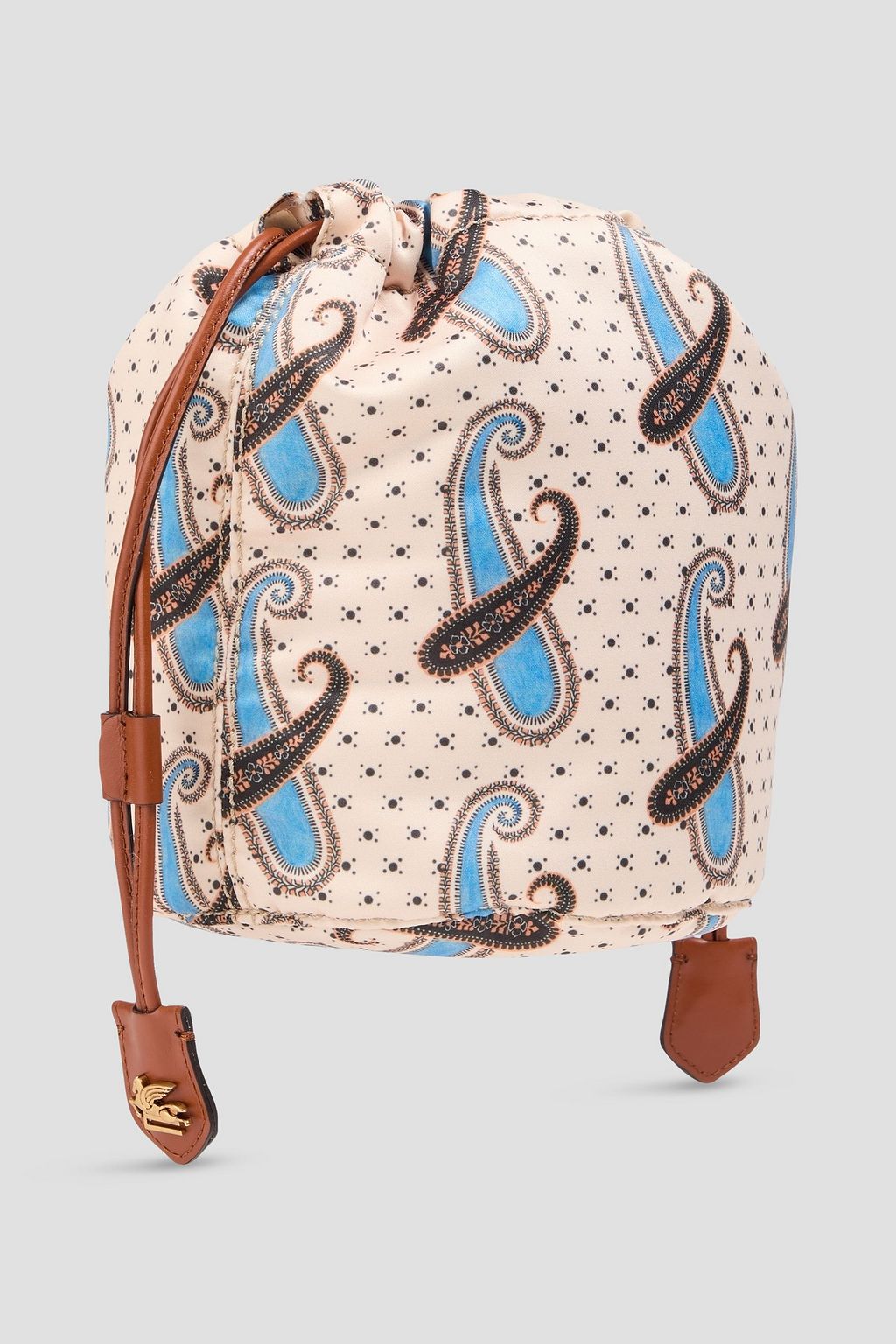 ETRO Leather-trimmed paisley-print satin pouch