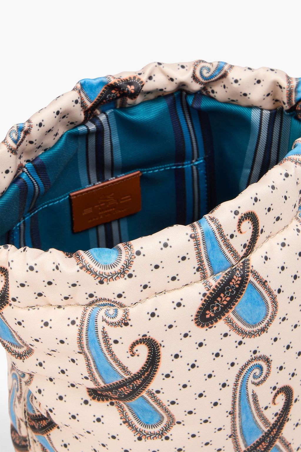 ETRO Leather-trimmed paisley-print satin pouch