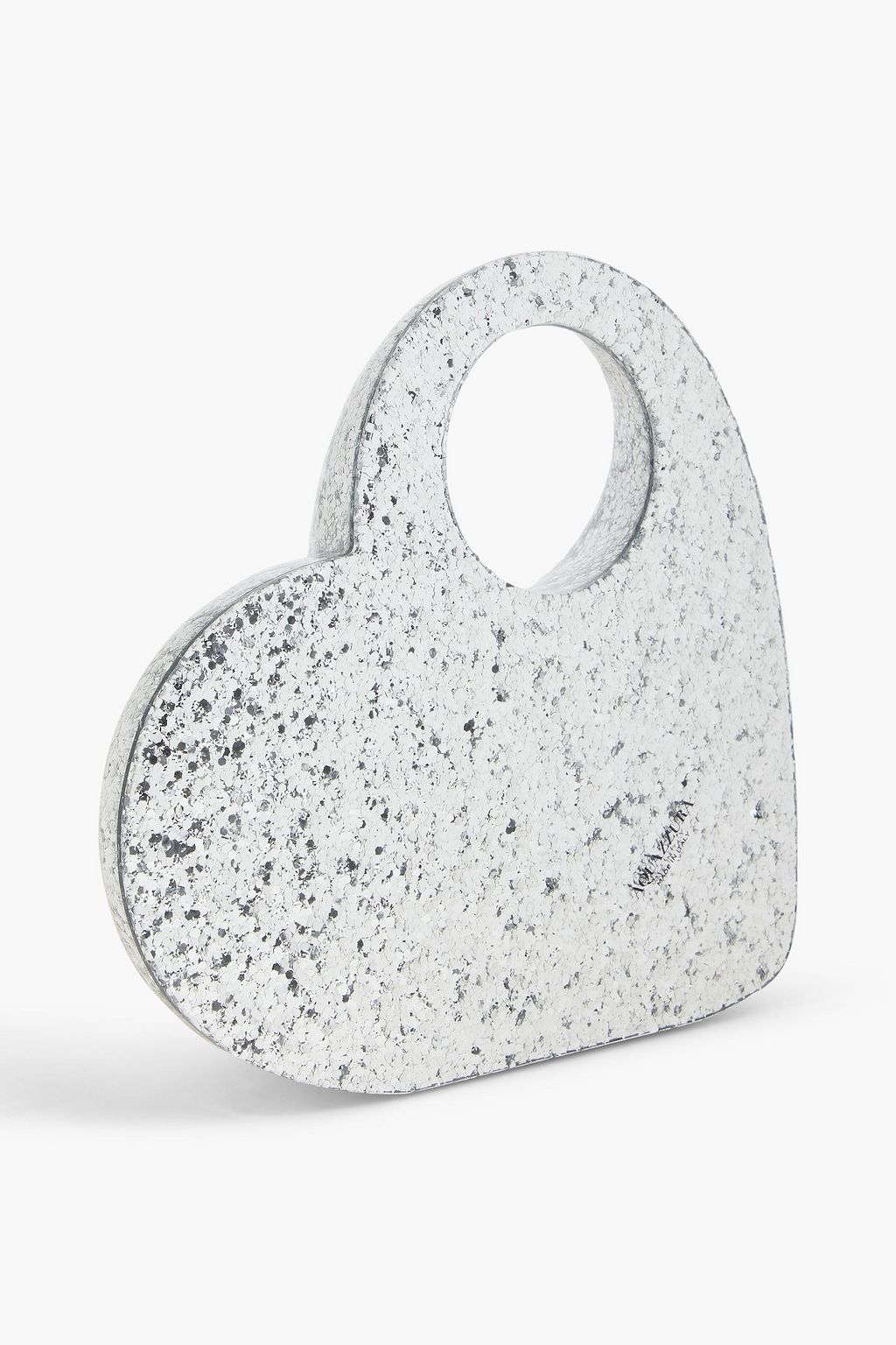 AQUAZZURA Heart glittered resin clutch