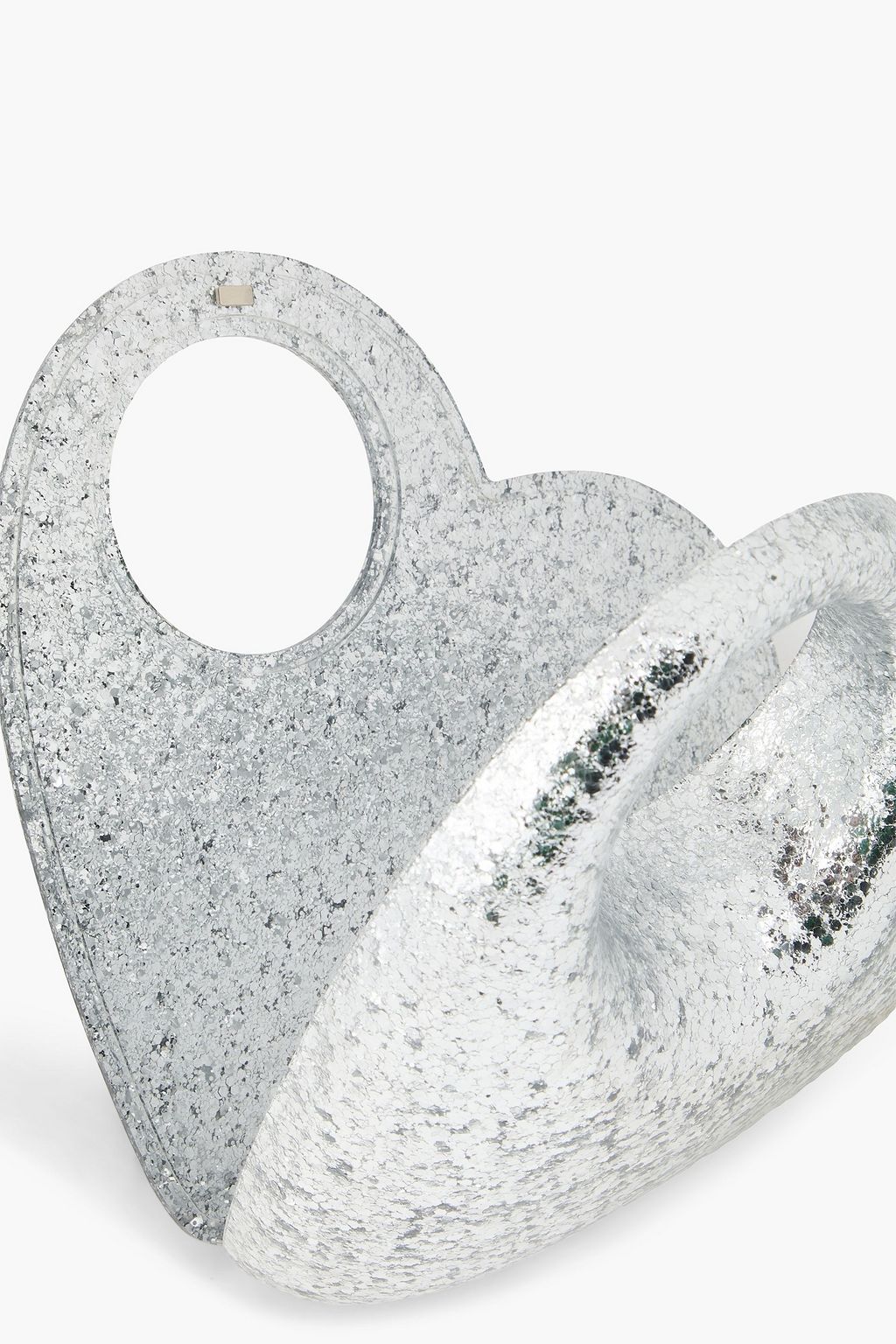 AQUAZZURA Heart glittered resin clutch