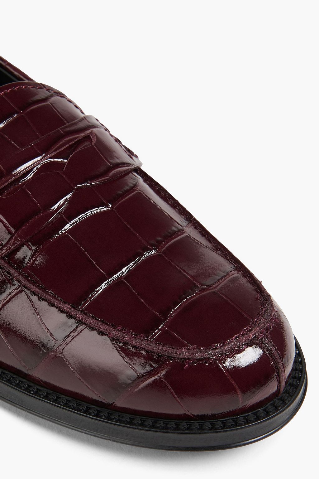 TOD'S Croc-effect leather penny loafers