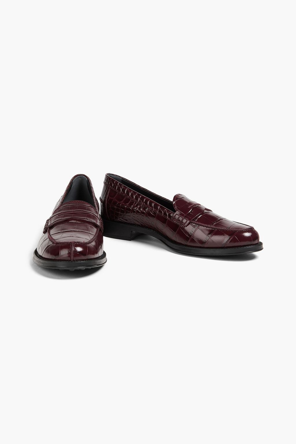 TOD'S Croc-effect leather penny loafers