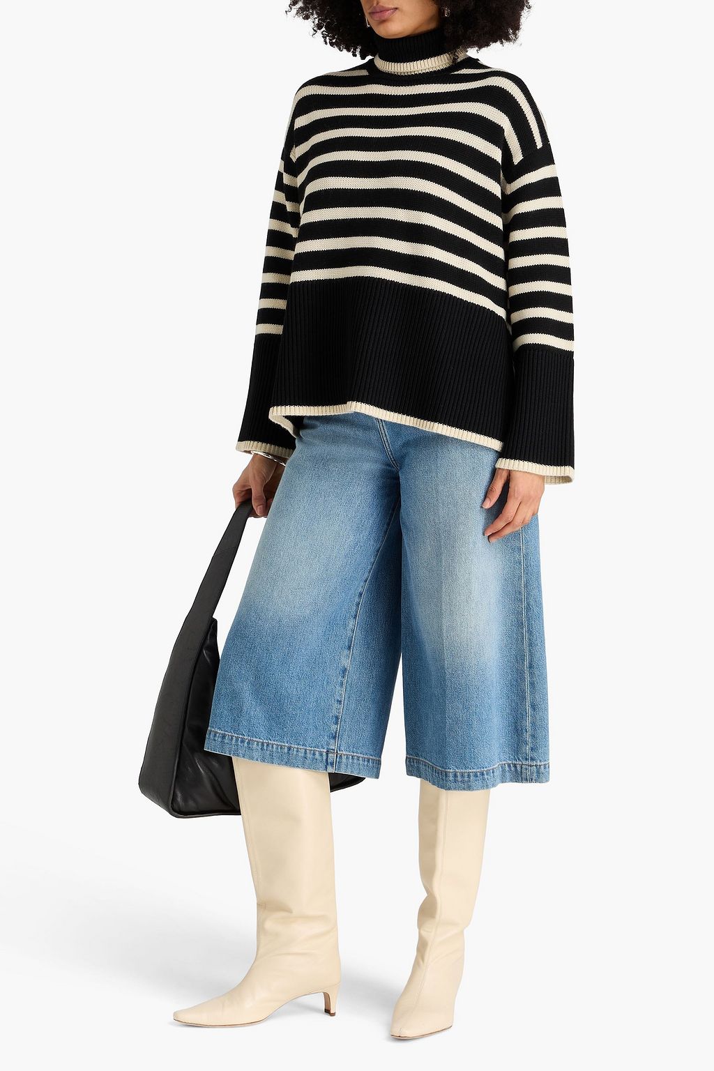 TOTEME Striped wool and cotton-blend turtleneck sweater