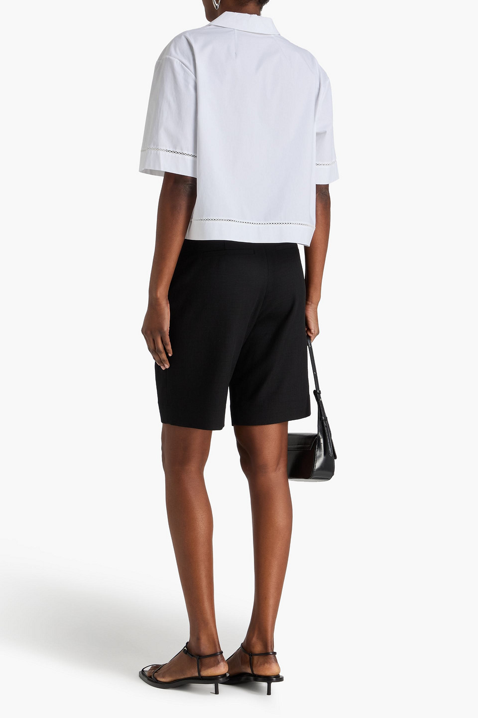  Theory - Cropped Stretch-cotton Poplin Shirt - White - M 