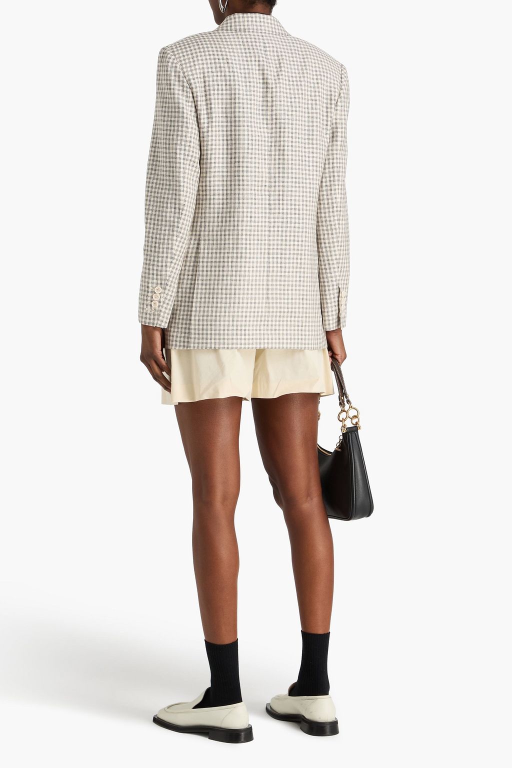 THEORY Checked linen-blend jacquard blazer