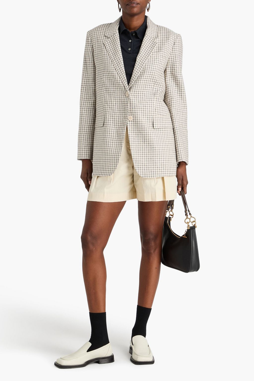 THEORY Checked linen-blend jacquard blazer
