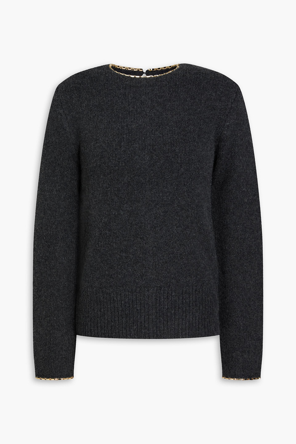 Totême Chain-embellished Mélange Wool And Cashmere-blend Sweater In Gray