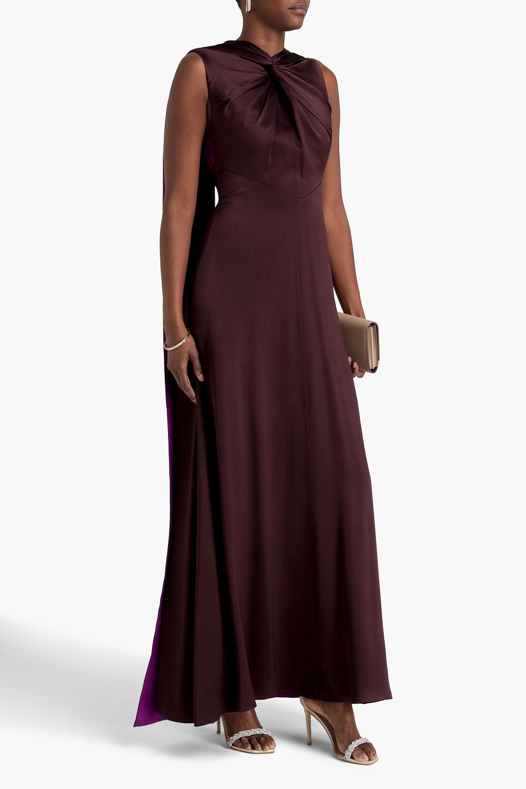 ROKSANDA Amanita draped two-tone silk-satin maxi dress